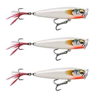 3x Rapala 9.5cm Skitter Pop Elite Topwater Fishing Lures - Gilded Glass Ghost