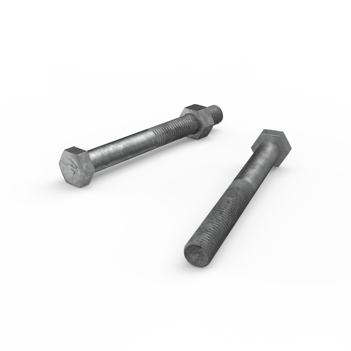 ZENITH M12 x 110mm Hot Dip Galvanised Hex Head Bolts and Nuts - Each