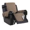 Smarcute 1 Seater Quilted Reversible Pet Friendly Non-Slip Recliner Chair Cover with Straps Taupe