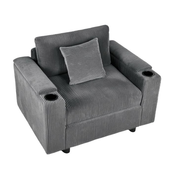 Ufurniture 1 Seaters Sofa Modular Lazy Lounge Sofa Grey