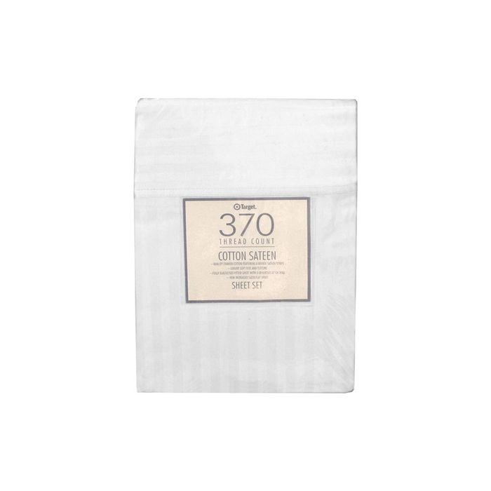 Bloomington 370TC White Self-striped Cotton Sateen Sheet Set King