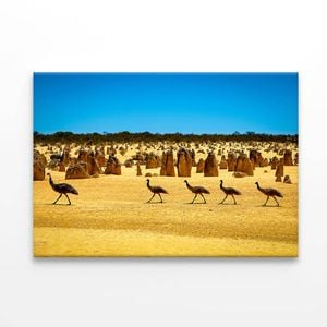 The Pinnacles Desert Western Australia Emus Wildlife  Print 100% Australian Made 90 x 60cm  (Stretched)