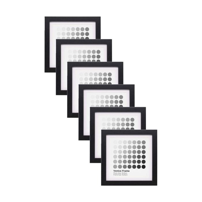 6PK Braz Venice Image Photo Document Display Frame 15x15cm Black