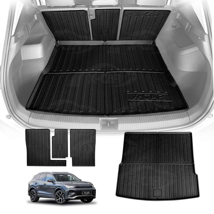 Boot Liner Kick Mats Set For Volkswagen Vw Tiguan Ct Series 2025-onwards All Weather Heavy Duty Cargo Trunk Back Seat Protector