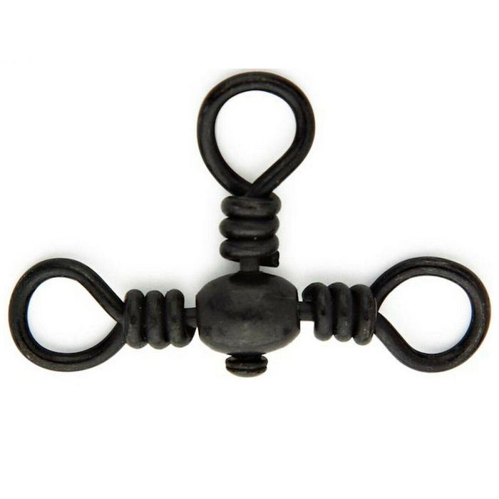Mustad Black Barrel 3 Three Way Crossline Fishing Swivel 2