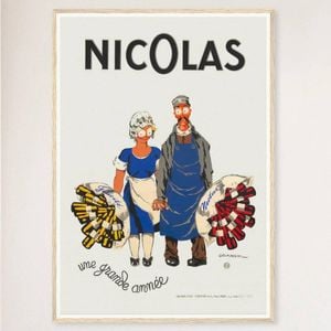 Galrie Nicolas Fine Bottles (1930) Vintage Poster French Art Masterpiece for Home Decor, Wood Frame, A3 30 x 42cm (12 x 16inch)