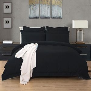 Fabric Fantastic 1000tc Tailored Super King Size Black Quilt/doona/duvet Cover Set