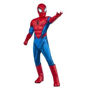 Spider Man Halloween Costume for Kids Muscle Chest Jumpsuit with Mask Gloves Superhero, 5-7 Years
