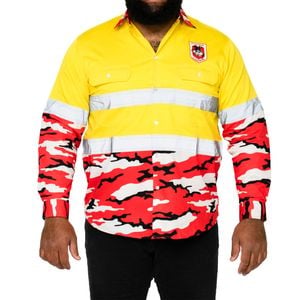 NRL Dragons 'Camo' Hi-Vis L/S Cotton Drill Shirt - Small