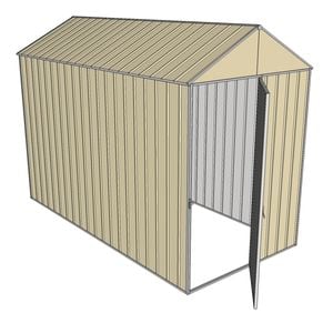 Build-a-Shed 1.5 x 3.0 x 2.3m Front Gable Single Hinged End Door Shed - Cream