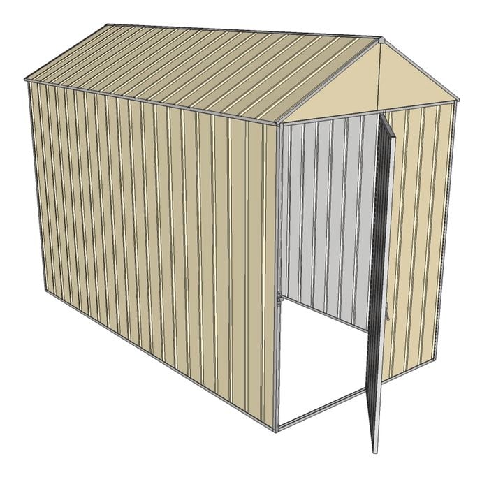 Build-a-Shed 1.5 x 3.0 x 2.3m Front Gable Single Hinged End Door Shed - Cream