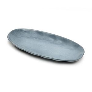 St. Clare Oval Plate Glazed Ceramic 35x17cm Reactive Blue