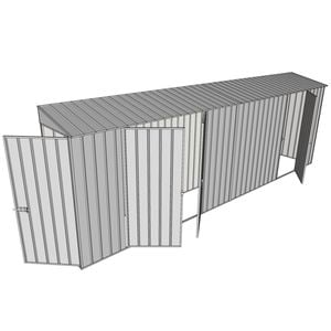 Build-a-Shed 0.8 x 6 x 2m Hinged Door Tunnel Shed with Double and Single Side Doors - Zinc