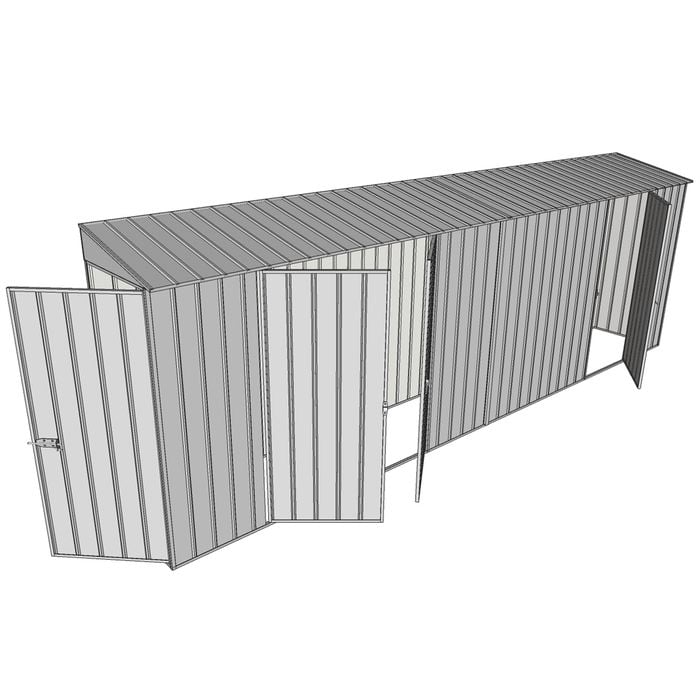 Build-a-Shed 0.8 x 6 x 2m Hinged Door Tunnel Shed with Double and Single Side Doors - Zinc