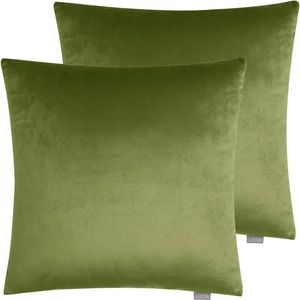 Velvet Square Cushion Cover 2pcs Pack - Olive Green