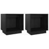 vidaXL 2x Bedside Cabinets Black Nightstand Storage Side Table