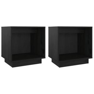 vidaXL 2x Bedside Cabinets Black Nightstand Storage Side Table