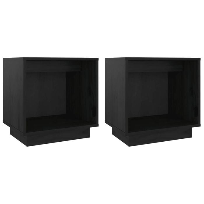 vidaXL 2x Bedside Cabinets Black Nightstand Storage Side Table