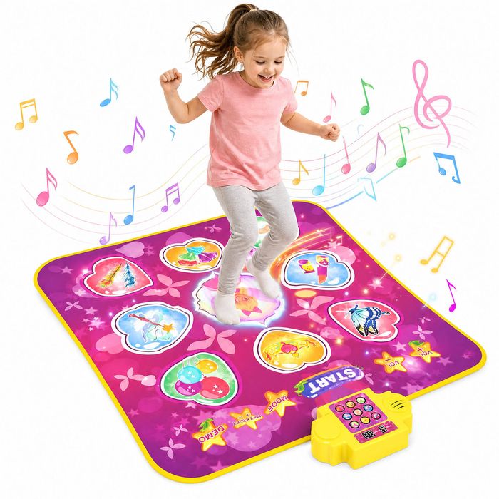 Advwin Kids Music Dance Mat Electronic Dancing Pad w/ 3 Game Modes & 8 Challenge Levels for Age 3-12 Indoor Outdoor Play