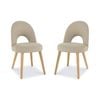 6IXTY Set of 2 - Charlie Scandinavian Fabric Dining Chair - Stone