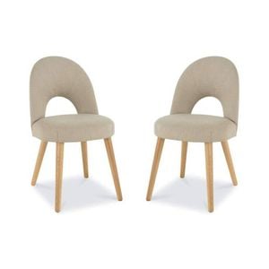 6IXTY Set of 2 - Charlie Scandinavian Fabric Dining Chair - Stone