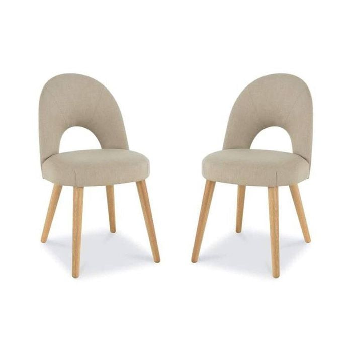 6IXTY Set of 2 - Charlie Scandinavian Fabric Dining Chair - Stone