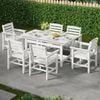 Homfurn All Weather Outdoor Table Set, Dining Set With An Umbrella Hole, 1 Table And 6 Chairs For Lawn, Garden, Poolside, White