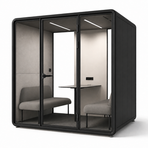 Focuspod Meet Acoustic Meeting Pod — 4 Person Large Soundproof Meeting Room (black)