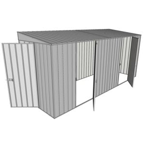 Build-a-Shed 1.5 x 4.5 x 2m Dual Single Hinged Side Door Skillion Shed - Zinc