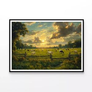 Herd of Cows Grazing In a Field  Print 100% Australian Made 120x90cm  (Poster)