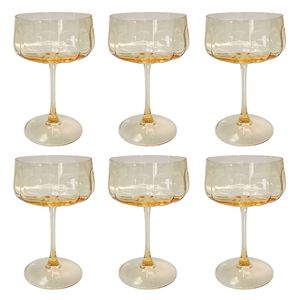 6PK Urban Tillie Coupe Champagne Cocktail Drinking Glass 365ml 16cm Yellow