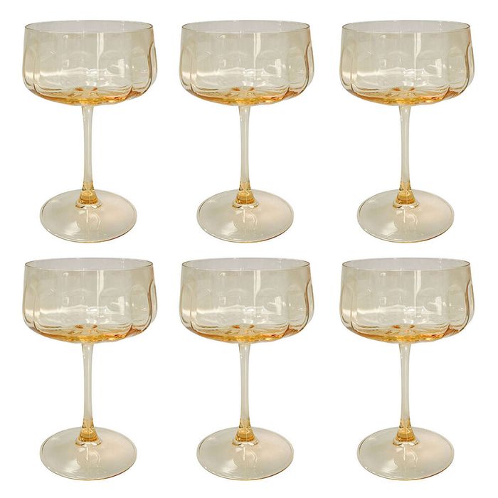 6PK Urban Tillie Coupe Champagne Cocktail Drinking Glass 365ml 16cm Yellow