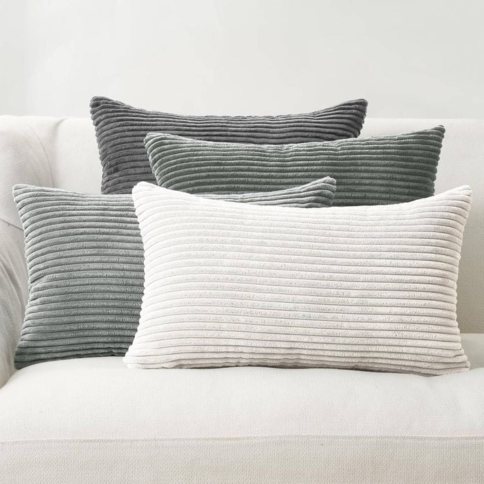 Gioia Casa Corduroy Velvet Cushion Covers - Soft Velvet Fabric with Hidden Zipper - Gradient Grey, 30cm x 50cm (Pack of 4)