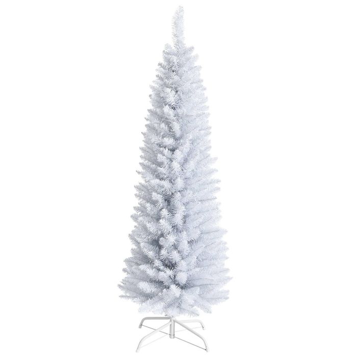 Costway 2.1M White Christmas Tree Slim Xmas Tree w/436 PVC Branch Tips