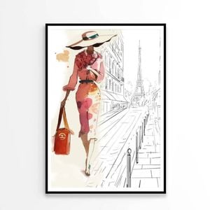 Fashion Girl with Red Bag   Print 100% Australian Made 60 x 90cm   (Poster)