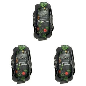 3x 2pc Kitchenware Co Silicone Rectangle Air Fryer Liner 22x13x8cm Grey