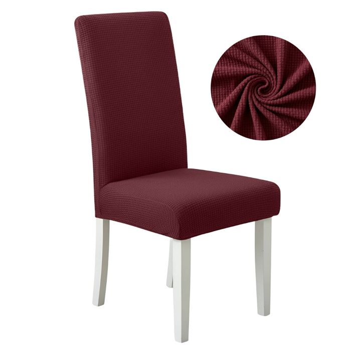 Anyseat Chair Cover Wine Red Corn Kernels Waterproof Universal Size For Dining Room Stretch Seat Slipcovers