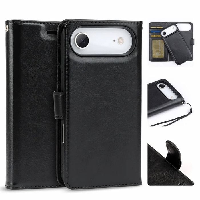 Tough On for Apple iPhone Air Magnetic Detachable Leather Case Black
