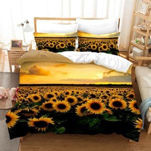 3D Sunflower Yellow Quilt Cover Set Bedding Set Pillowcases 58