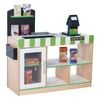 Teamson Kids Cashier Austin Interactive Play Checkout Counter Stand with 26 Accessories, Green/White/Natural Wood