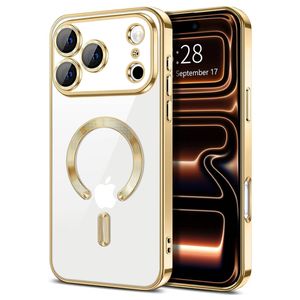 For Apple iPhone 18 Pro Max /17 Pro Max MagSafe Magnetic Case with HaloLock Shockproof Protective Clear Cover (Gold)