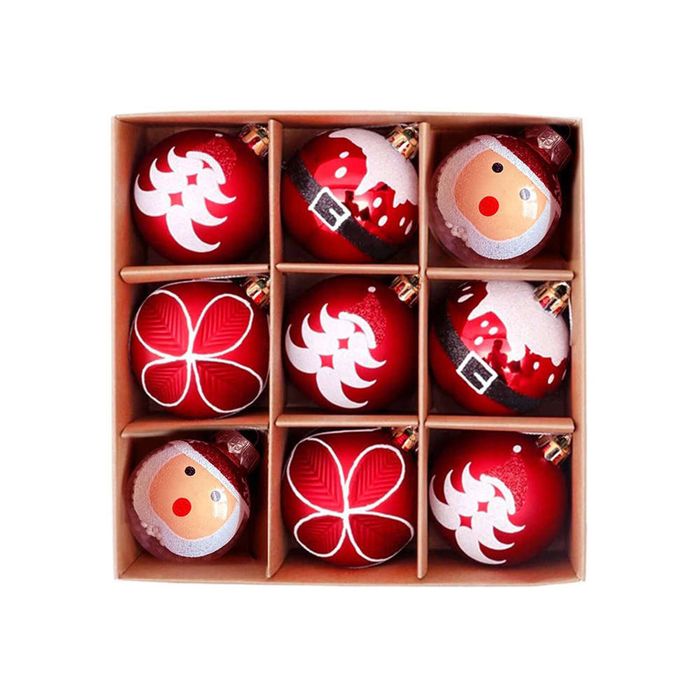 Catzon 9 Pcs Christmas Balls 6CM Shatterproof Ornaments for Home Party Holiday-Set 6