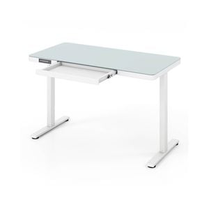 Costway Electric Standing Desk w/Drawer Tempered Glass Top - White
