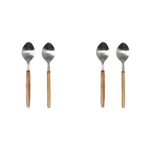 2x 2pc NF Living Serving Spoons Set with Handles Utensils 18.5x10cm Brown