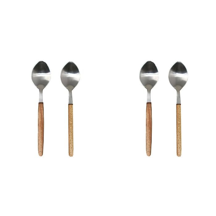 2x 2pc NF Living Serving Spoons Set with Handles Utensils 18.5x10cm Brown