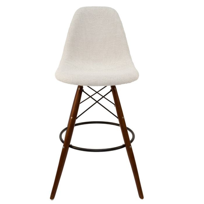 Sk Designer Living | Replica Eames Dsw Stool | Fabric & Walnut - Texture Ivory