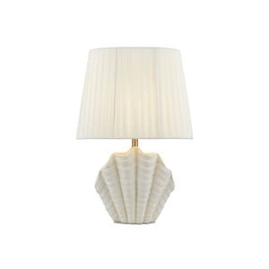 Tsai Cove Table Lamp, Folded Fabric Shade With Shadow Pattern Shell-shape White