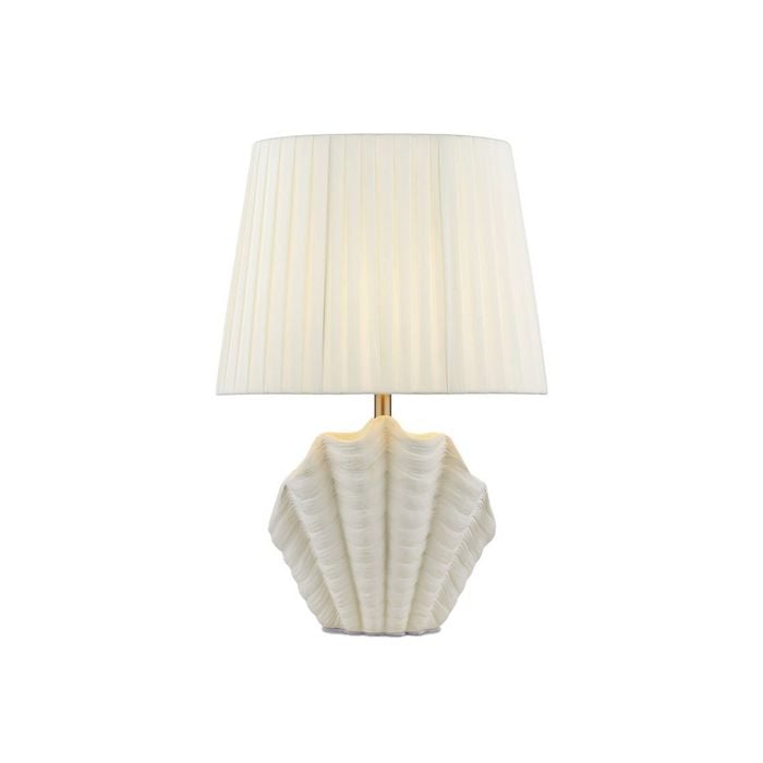 Tsai Cove Table Lamp, Folded Fabric Shade With Shadow Pattern Shell-shape White