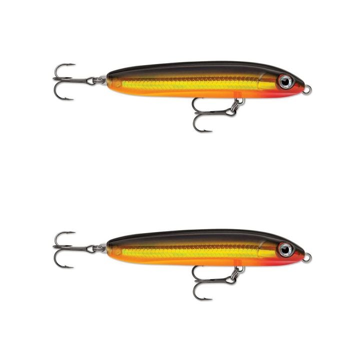 2x Rapala 13cm Skitter V Topwater Walk The Dog Style Fishing Lures - Gold