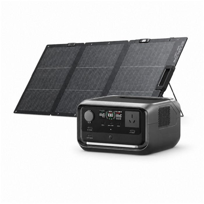 EcoFlow River 3 Plus Portable Power Station with one 160W Bifacial Solar Panel